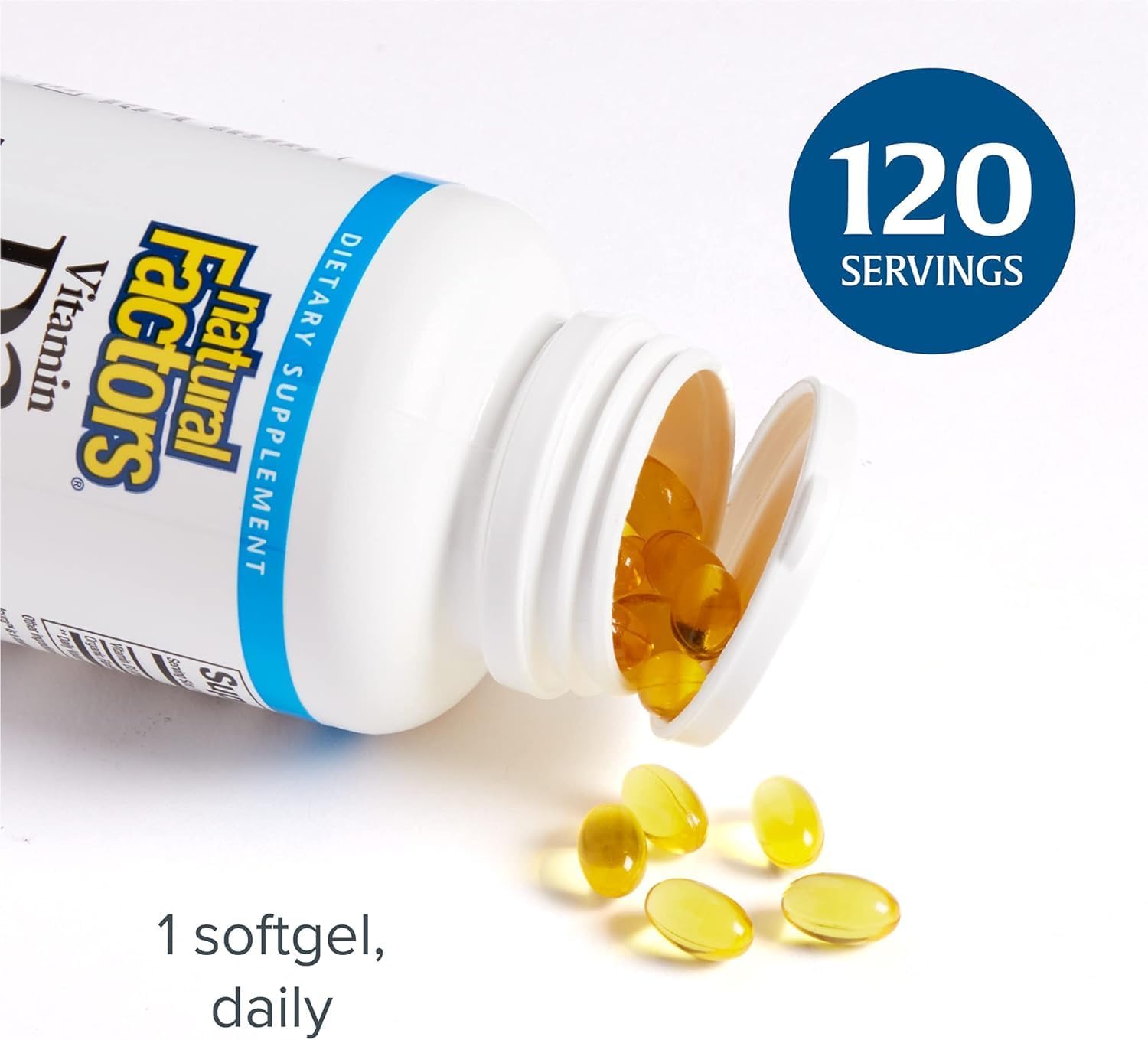 Natural Factors Vitamin D3 2000 IU Softgels for Strong Bones, Muscles, and Immune Support - 120 Count