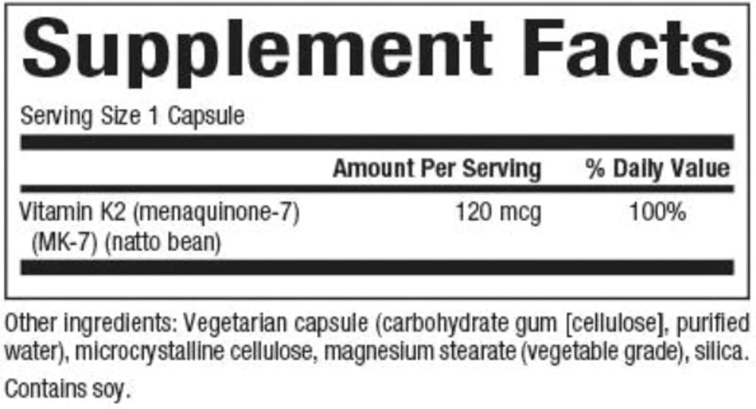 Natural Factors Vitamin K2 120 mcg Capsules for Bone and Vascular Health - 60 Count