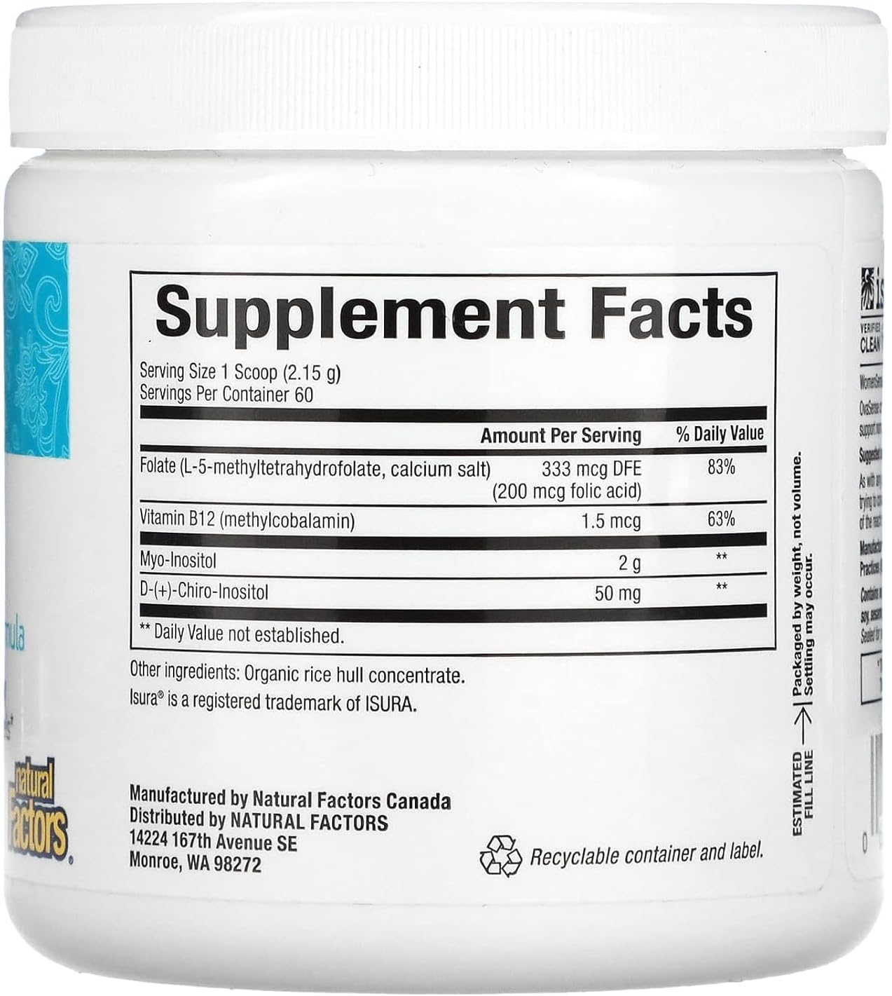 Natural Factors Women's OvaSense Fertility Support Supplement, 4.55 oz (129 g)