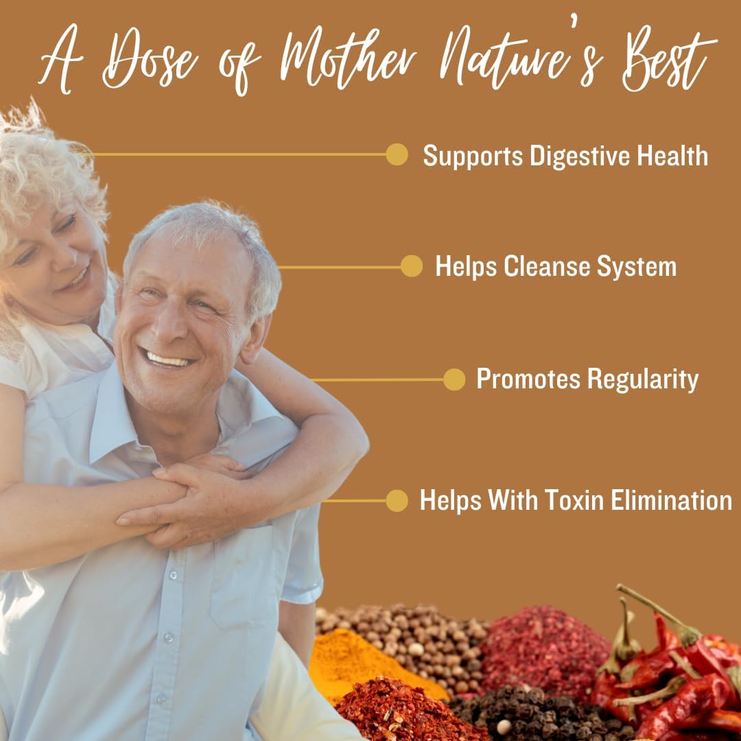 Natural Fiber & Spice Supplement for Digestive Health - Psyllium Husk, Flax Seed, Ginger - Colon Cleanse Support - 240 Vegan Capsules