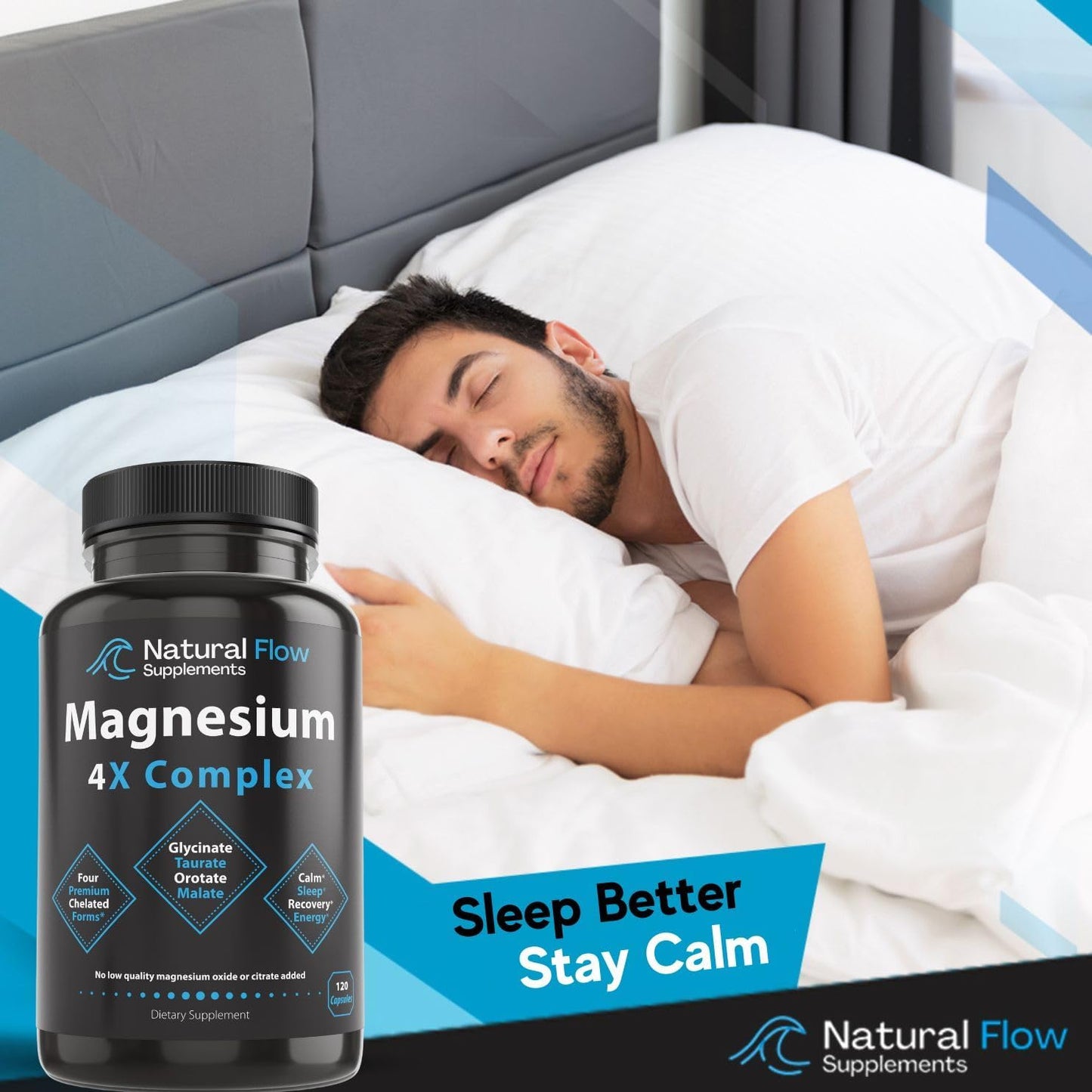 Natural Flow 4X Magnesium and Iron Supplement - Complete Complex Formula for Optimal Health