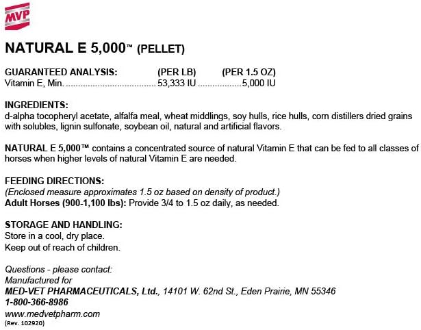 Natural Form of Vitamin E for Horses | MVP E 5,000 (15 lb) | Enhanced Bioavailability