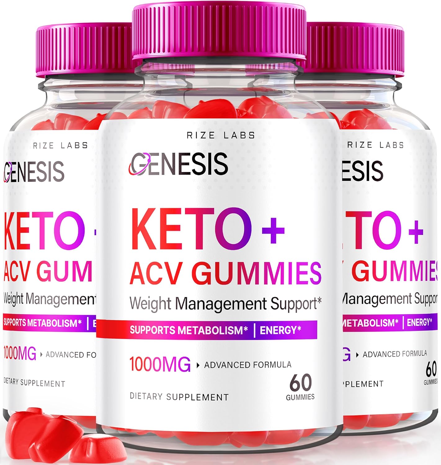 Natural Genesis Keto + ACV Gummies - Advanced Slimming Formula Supplement (180 Gummies, 2000mg) by Rize Labs