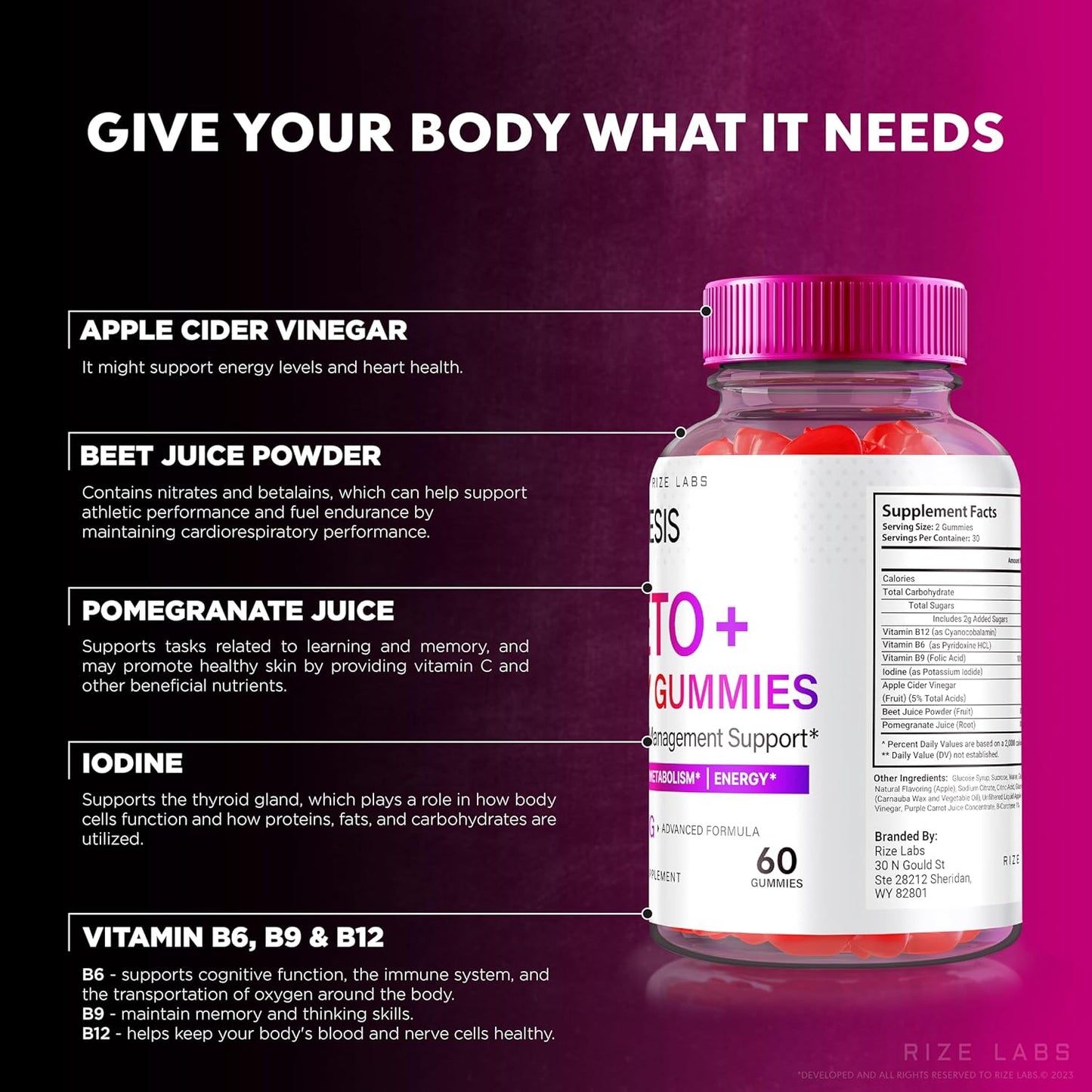 Natural Genesis Keto + ACV Gummies - Advanced Slimming Formula Supplement (180 Gummies, 2000mg) by Rize Labs