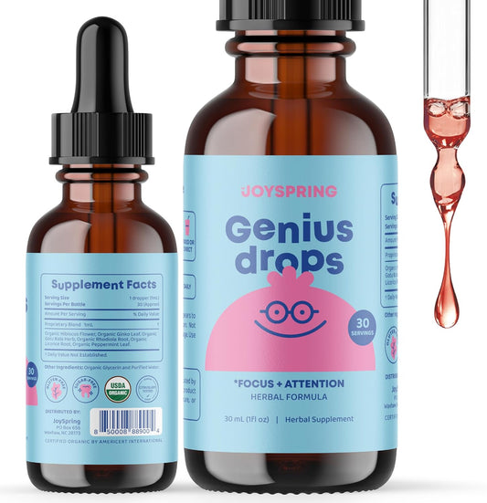 Natural Genius Drops and Saffron Gummies by JoySpring - Kids Brain and Immune Support