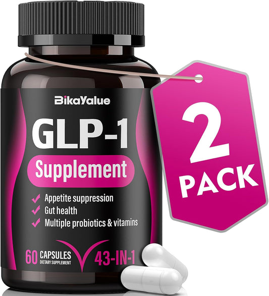 Natural GLP-1 Supplement with Hops, Green Tea Extract, Garcinia Cambogia, Probiotics for Gut Health - 120 Capsules