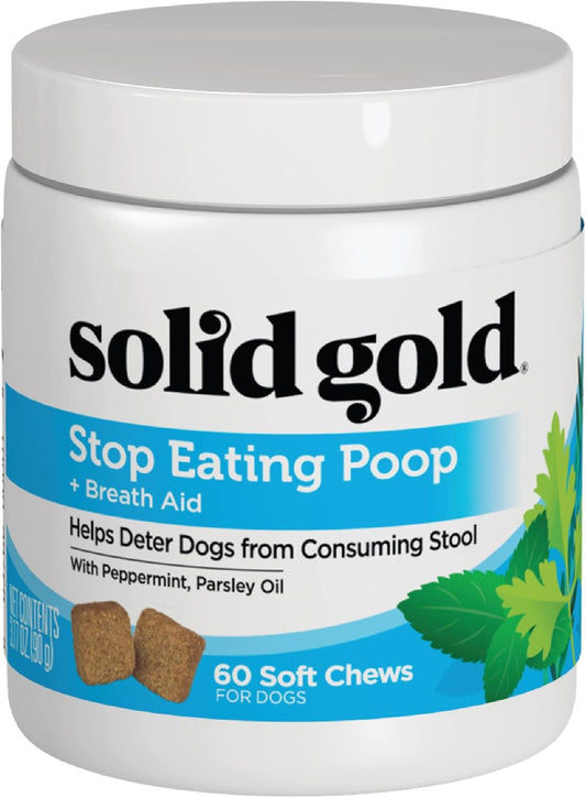 Natural Grain-Free Supplement Chews and Powder to Stop Dog Poop Eating; Holistic Formula with Peppermint & Parsley Oil