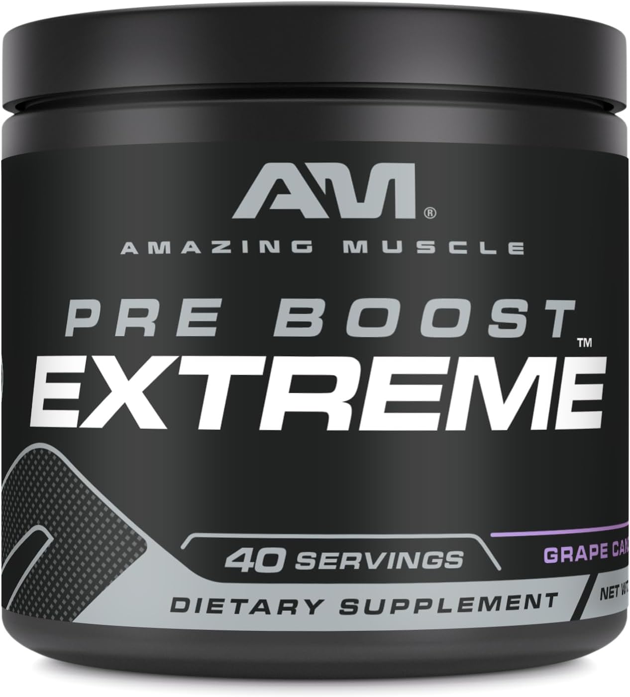 Natural Grape Candy Pre Workout Supplement | Amazing Muscle Pre Boost Extreme | Made in USA | 40 Servings | 580g Powder