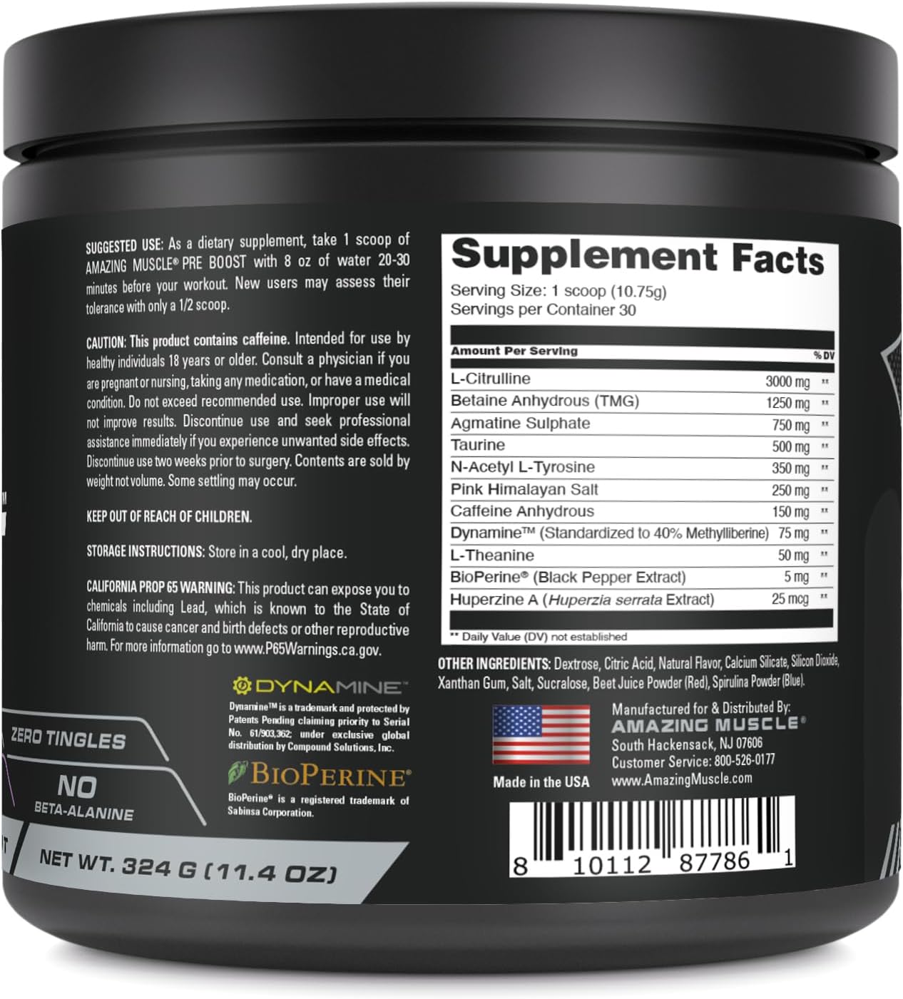 Natural Grape Candy Pre Workout Supplement | Amazing Muscle Pre Boost | 30 Servings | Made in USA | 324 Grams Powder