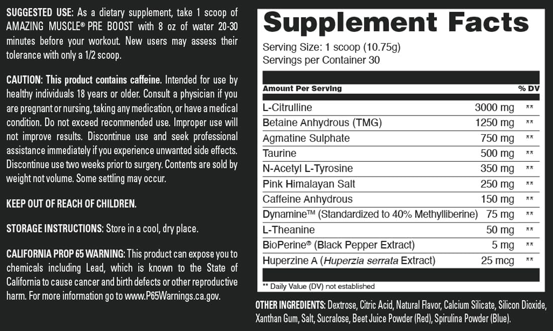 Natural Grape Candy Pre Workout Supplement | Amazing Muscle Pre Boost | 30 Servings | Made in USA | 324 Grams Powder