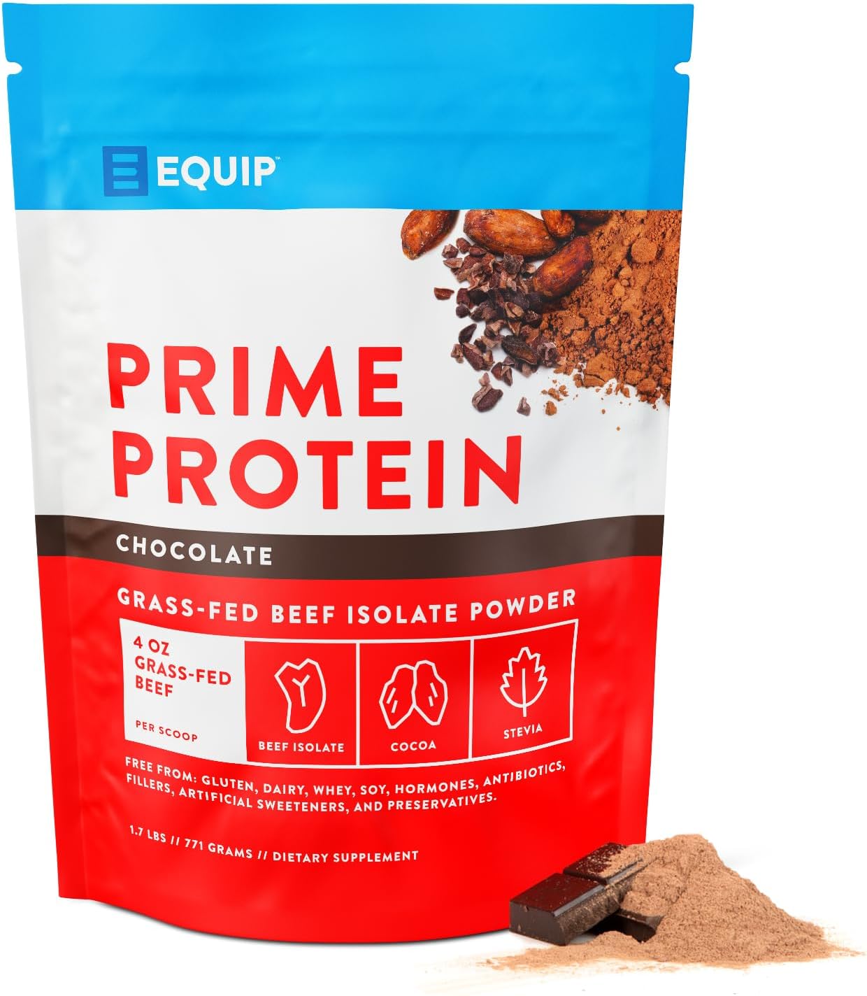 Natural Grass-Fed Beef Protein Powder | Prime Protein Isolate for Carnivores | Paleo & Keto Friendly | Gluten & Dairy Free | Chocolate Flavor | 30 Servings