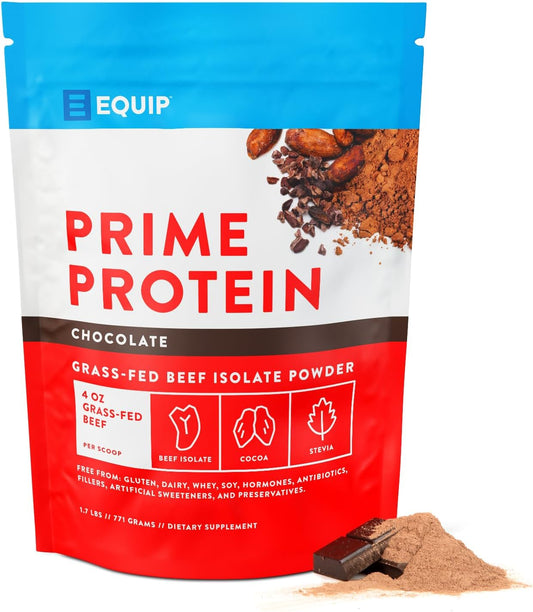 Natural Grass-Fed Beef Protein Powder | Prime Protein Isolate for Carnivores | Paleo & Keto Friendly | Gluten & Dairy Free | Chocolate Flavor | 30 Servings