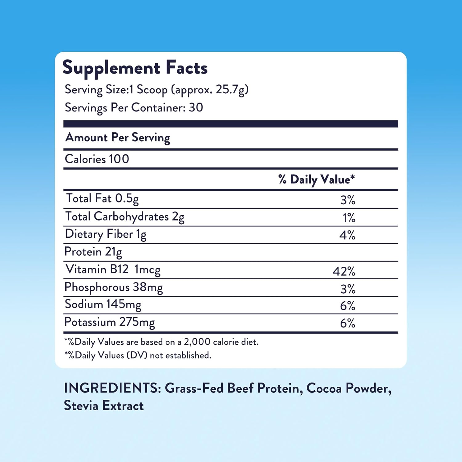 Natural Grass-Fed Beef Protein Powder | Prime Protein Isolate for Carnivores | Paleo & Keto Friendly | Gluten & Dairy Free | Chocolate Flavor | 30 Servings