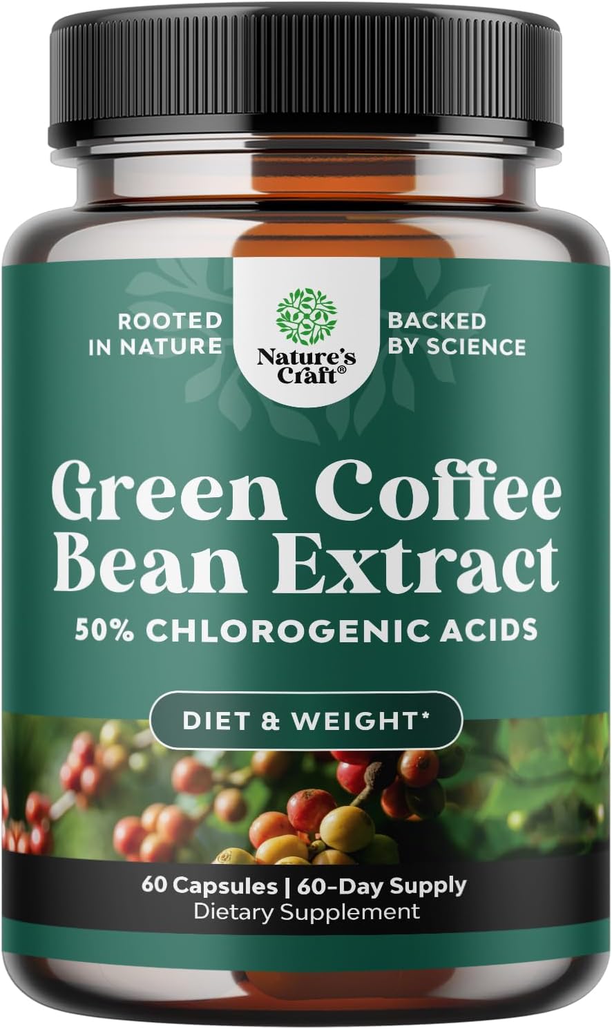 Natural Green Coffee Bean Extract: Herbal Fat Burners - Appetite Suppressant for Weight Loss - Boost Energy and Immunity - Men and Women Support