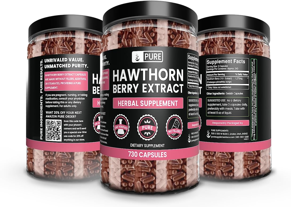Natural Hawthorn Berry Extract Capsules - Pure & Original Ingredients, 730 Count, No Additives or Fillers
