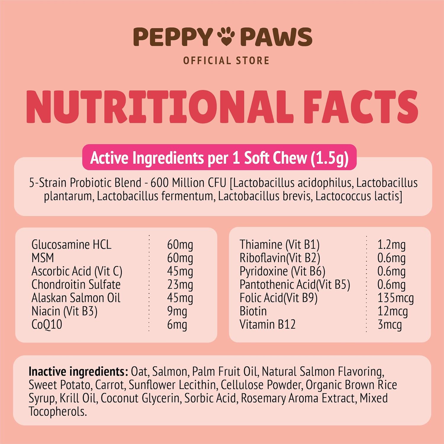 Natural Heart Health Cat Multivitamin Soft Chews with Omega 3, Vitamin Bs, C, COQ10, MSM, Glucosamine Chondroitin - 90 Count, Non-GMO, Original Formula by PEPPY PAWS