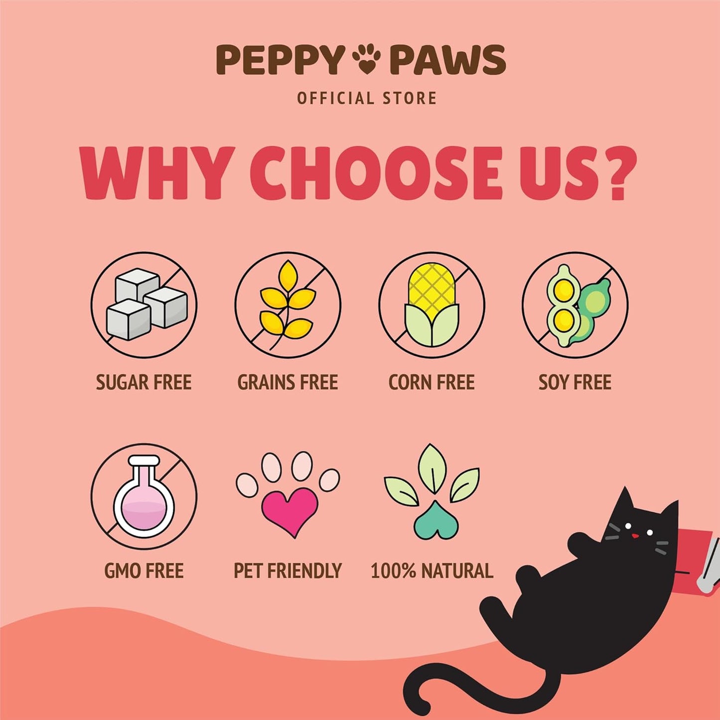 Natural Heart Health Cat Multivitamin Soft Chews with Omega 3, Vitamin Bs, C, COQ10, MSM, Glucosamine Chondroitin - 90 Count, Non-GMO, Original Formula by PEPPY PAWS