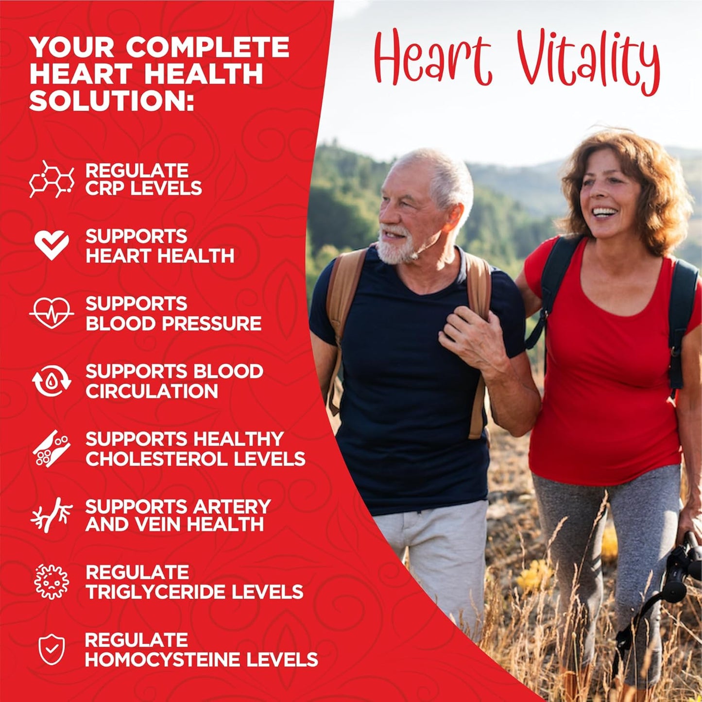 Natural Heart Health Supplement with 120 Capsules - Supports Cardiovascular Health, Healthy Cholesterol & Blood Pressure | Promotes Clean Arteries & Protects Against Homocysteine & CRP Levels