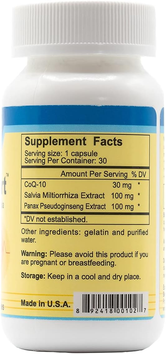Natural Heart Health Supplement with Coq 10, Salvia Miltiorrhiza, Panax Pseudoginseng - 30 Capsules