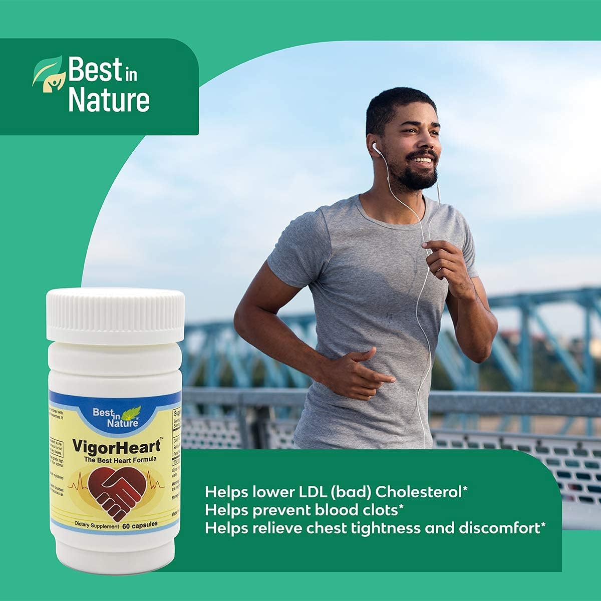 Natural Heart Health Supplement with Coq 10, Salvia Miltiorrhiza, Panax Pseudoginseng - 30 Capsules