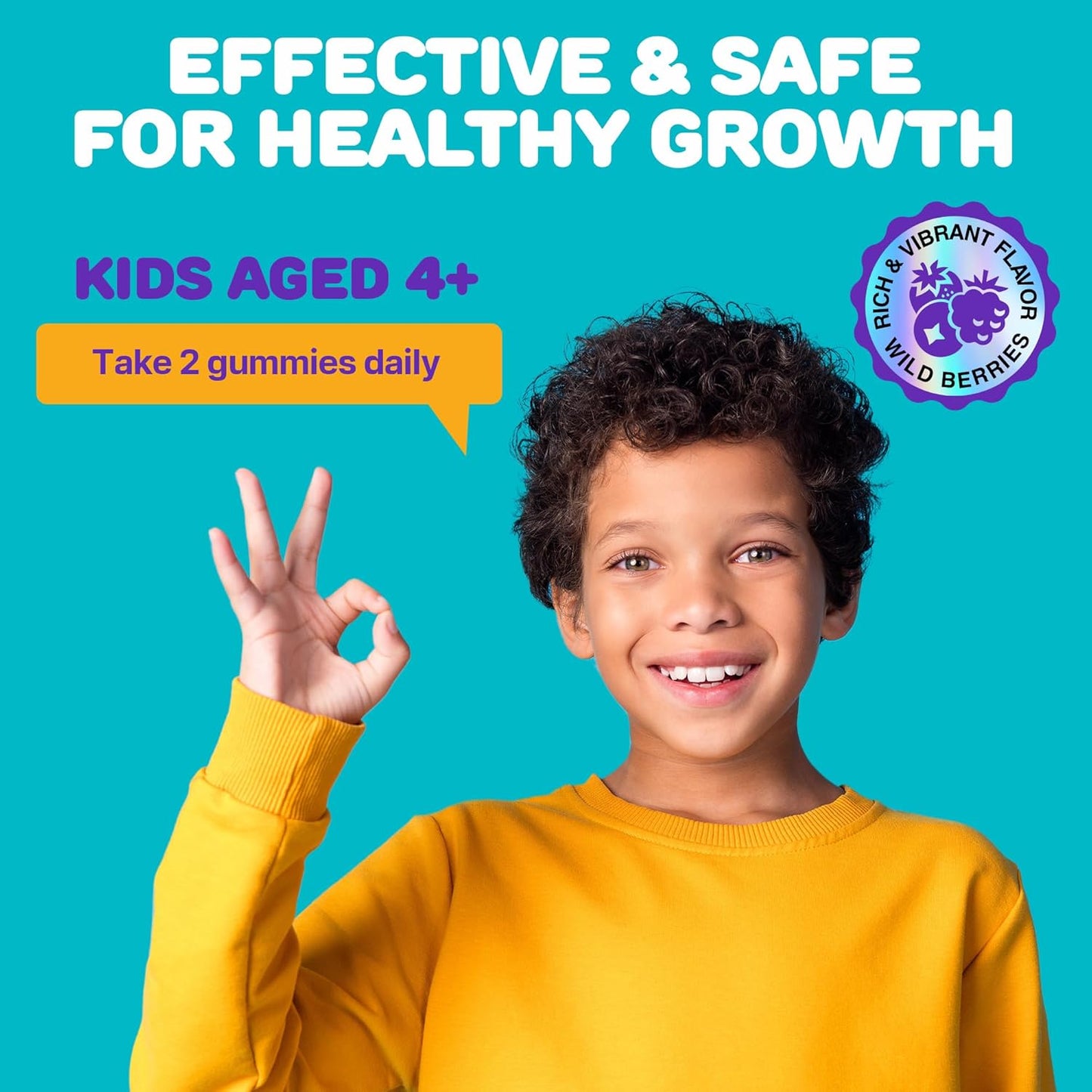 Natural Height Growth Gummies for Kids and Teens - 60 PCS - with Calcium, Vitamin D, C, K2, Magnesium & Zinc - Height Growth Supplement