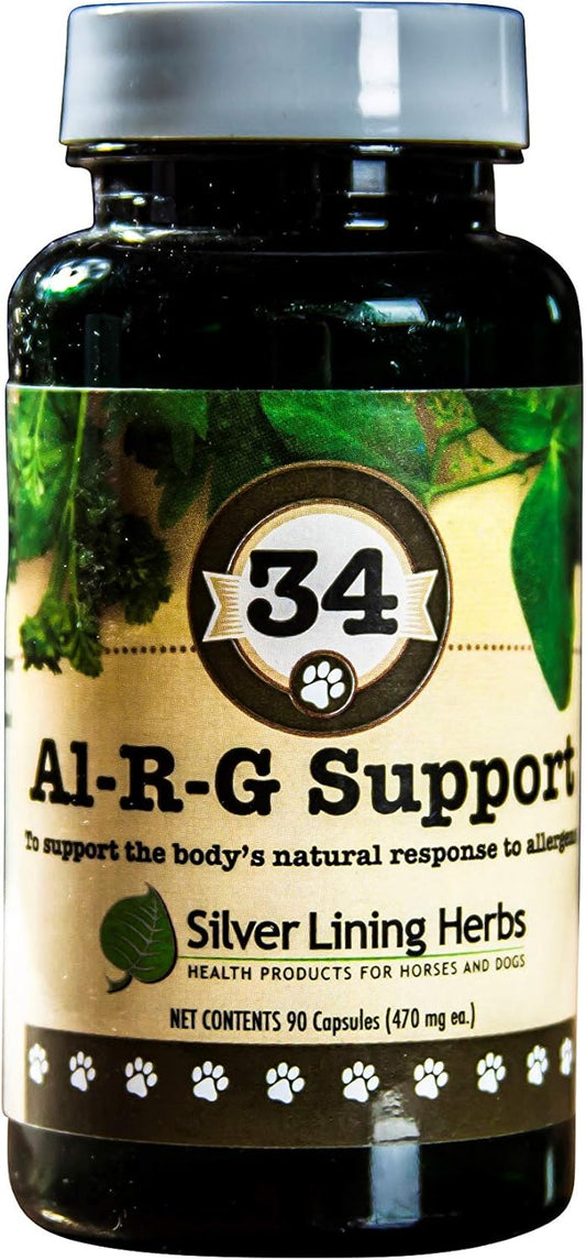 Natural Herbal Allergy Supplement for Dogs - Silver Lining Herbs 34 Canine Al-R-G - Supports Healthy Response to Allergens - 90 Capsules