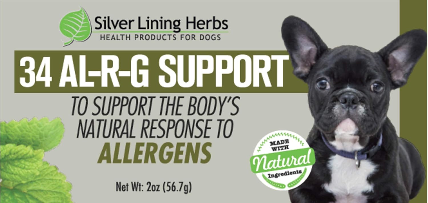 Natural Herbal Allergy Supplement for Dogs - Silver Lining Herbs 34 Canine Al-R-G - Promotes Healthy Response to Allergens - 2 oz Jar
