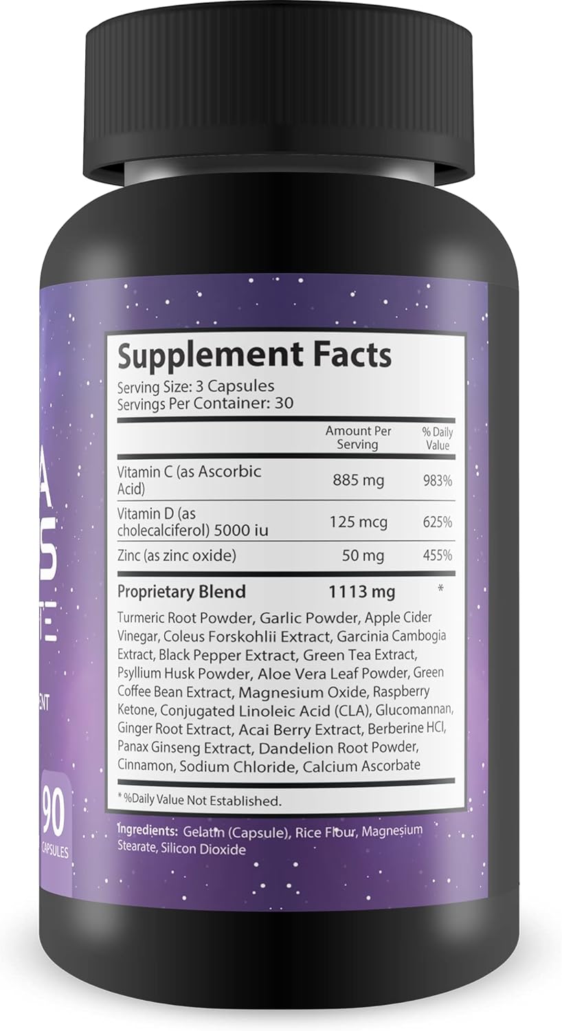 Natural Herbal Formula for Tinnitus Relief - Garlic, Turmeric, Vitamin C - Reduce Inflammation & Ear Ringing - 90 Capsules