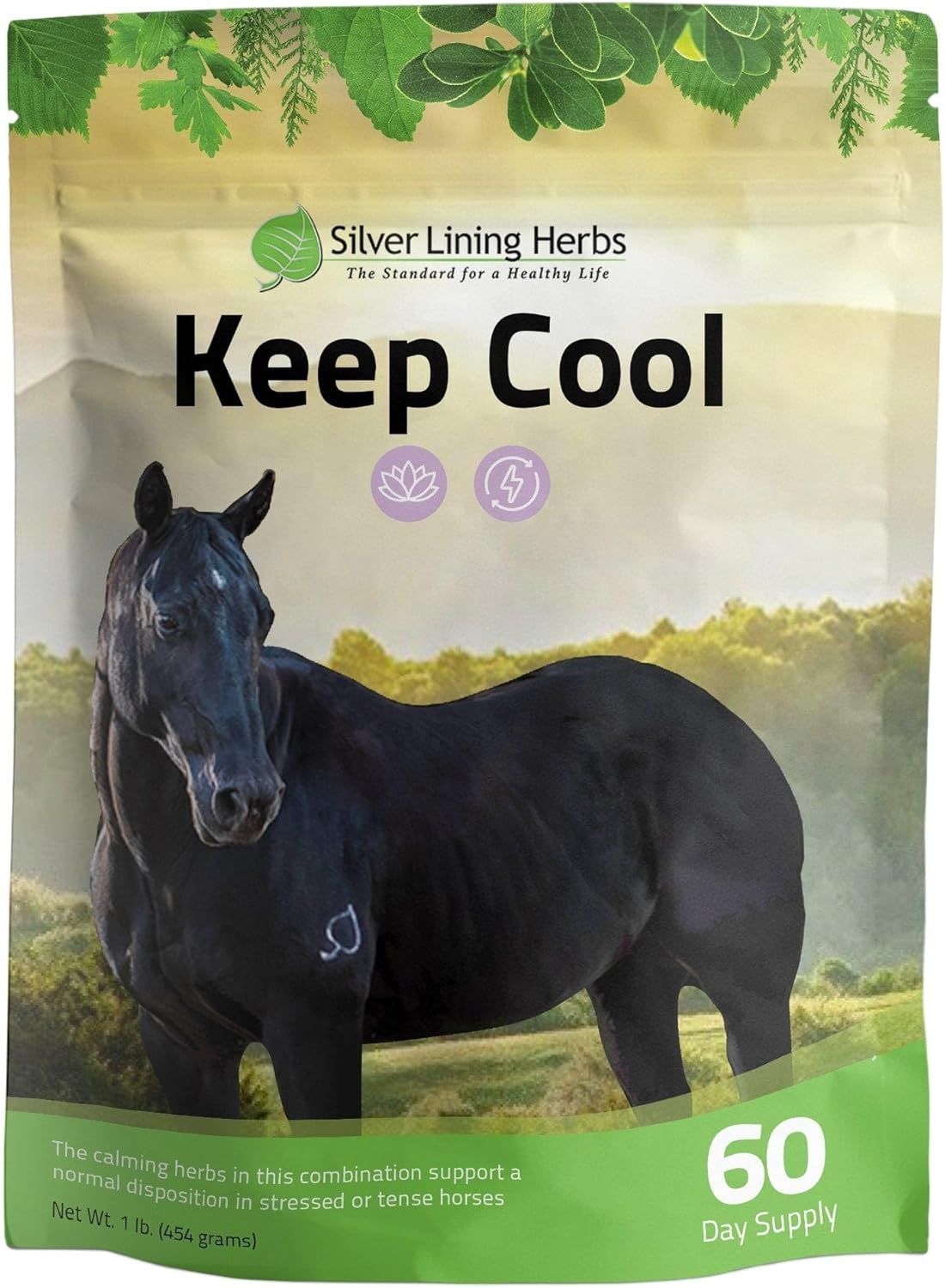 Natural Herbal Horse Supplement for Calming Anxious Horses - Silver Lining Herbs Keep Cool Equine Calmer - Stress Relief - 1 lb Bag