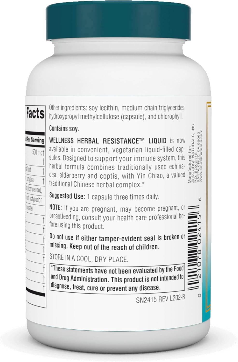 Natural Herbal Immune Support Capsules - Echinacea, Coptis & Yin Chiao - 120 Count