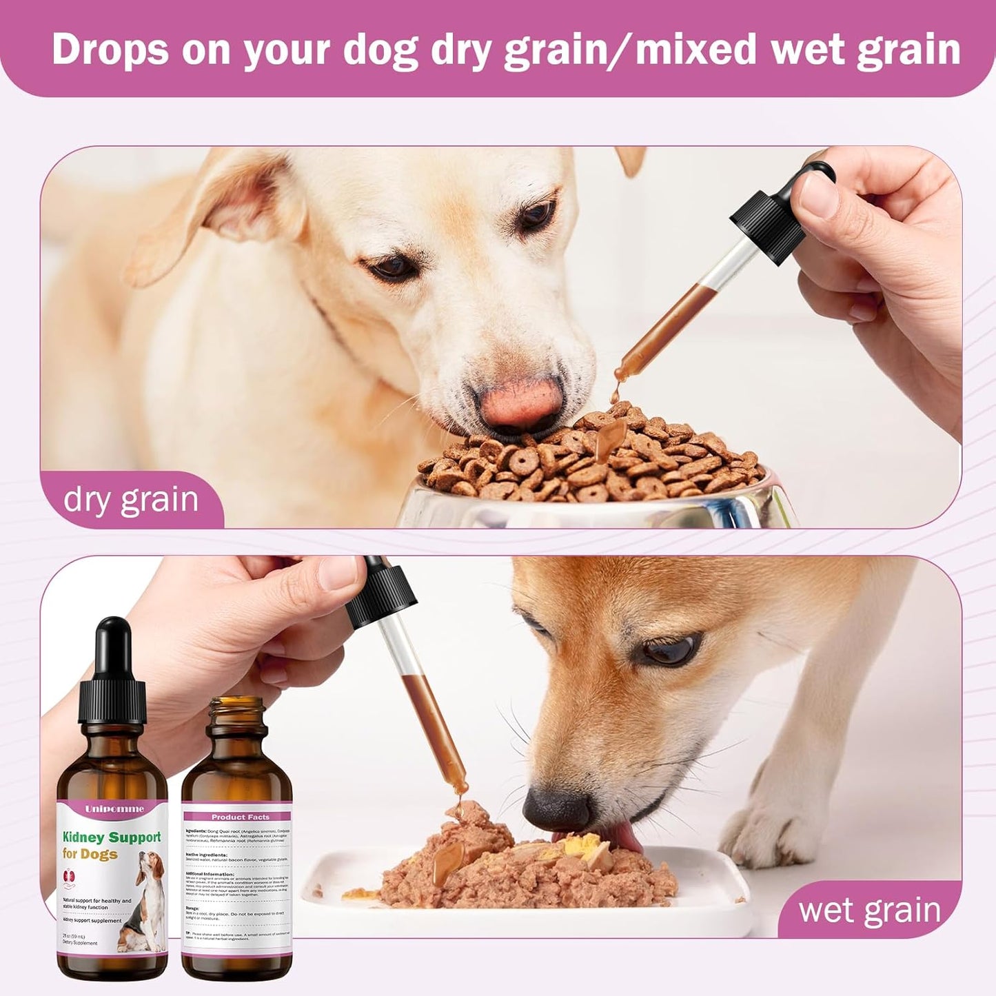 Natural Herbal Kidney Support Drops for Dogs - 2 oz - Improve Kidney Function, Blood in Urine, Appetite - Promotes Health