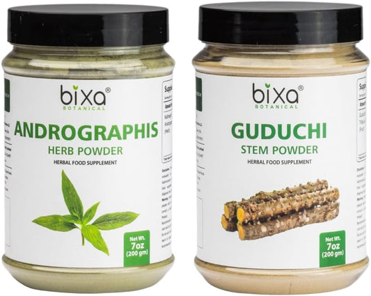 Natural Herbal Liver Support Bundle | Bixa Botanical Andrographis + Guduchi Powder | Wellness Supplement