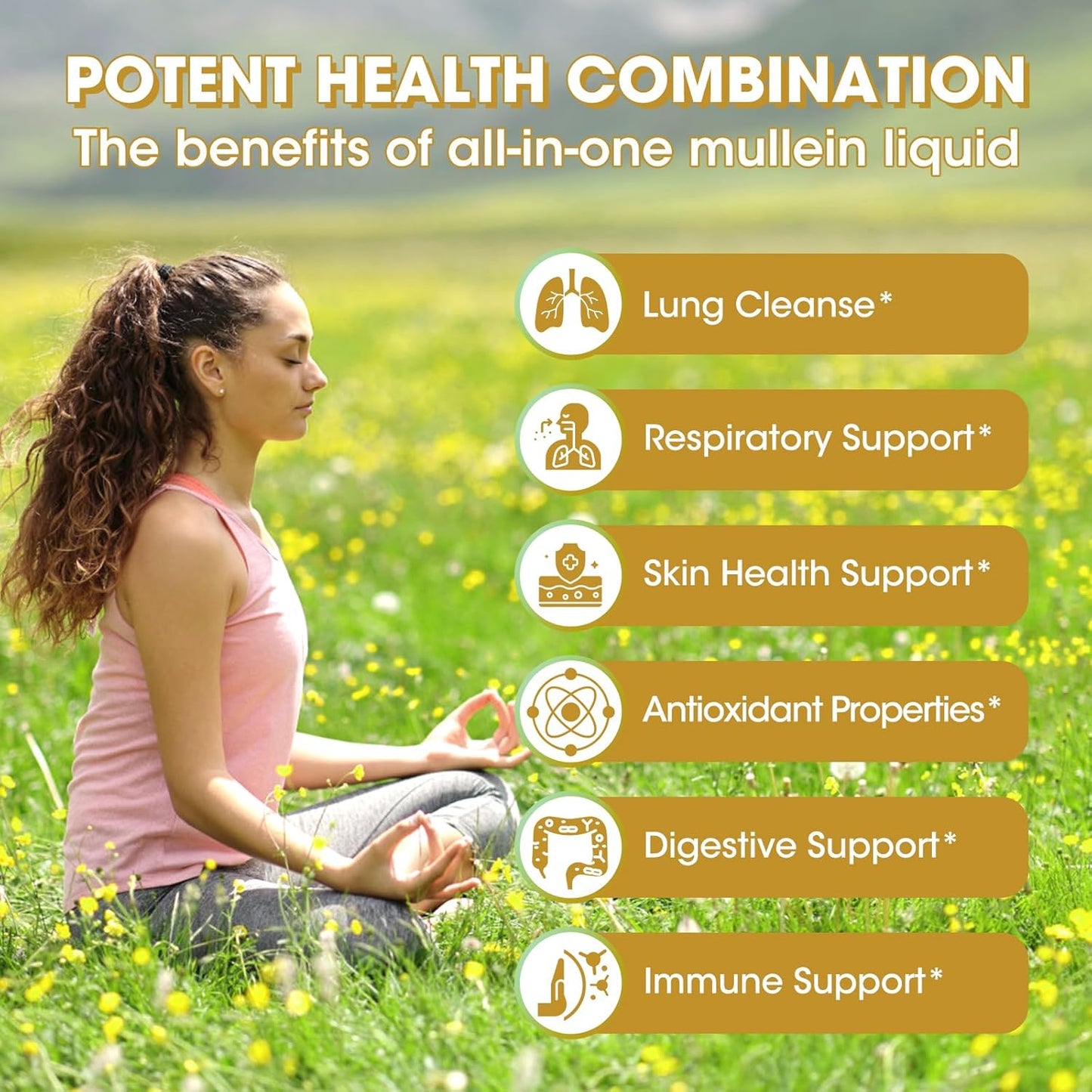 Natural Herbal Mullein Drops with Marshmallow Root for Lung Health - Immune Support & Respiratory Detox - Vegan Formula - 2 fl oz