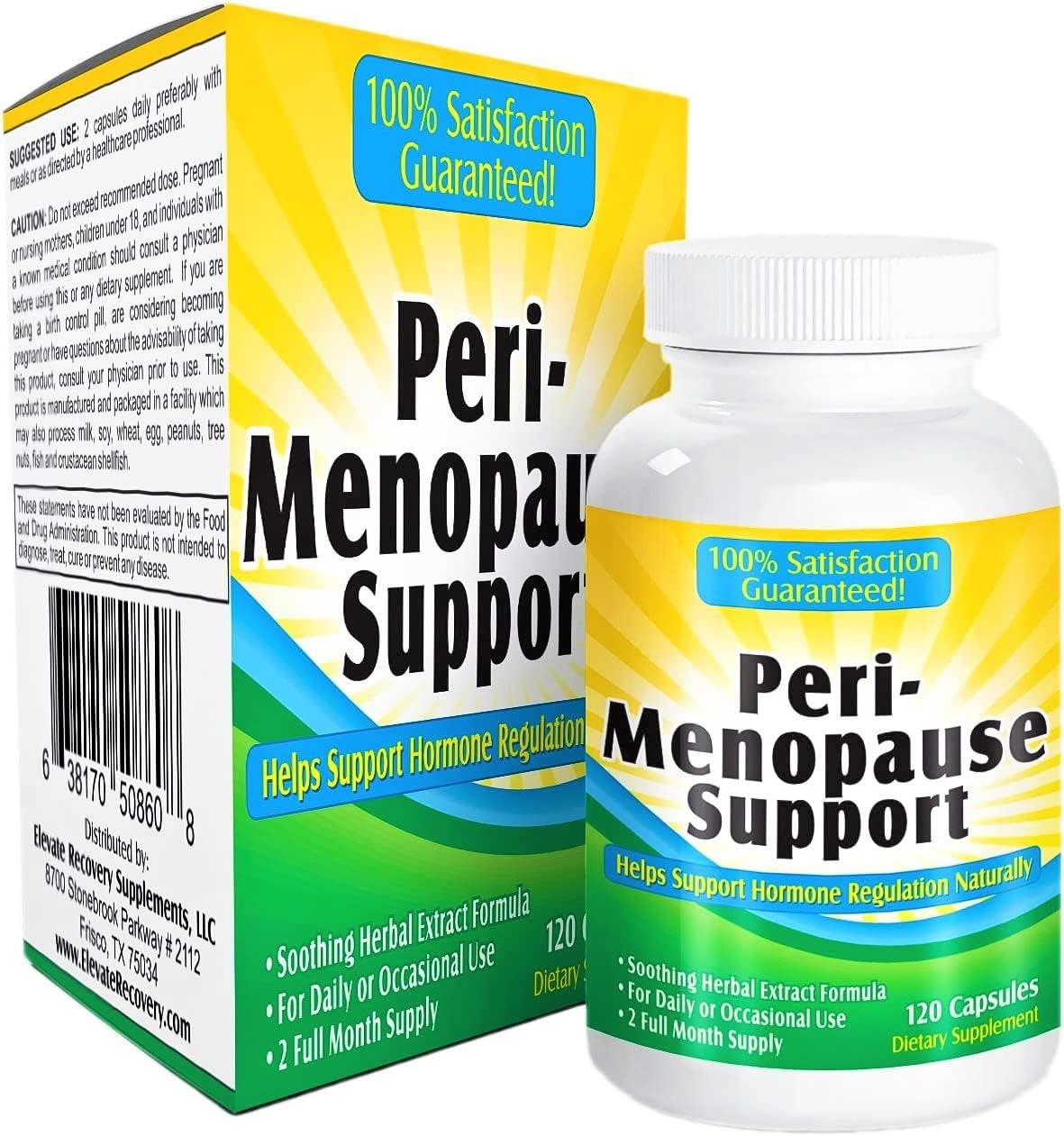 Natural Herbal Perimenopause Support Supplement - 12 Active Ingredients for Women - 60-Day Supply, 120 Capsules