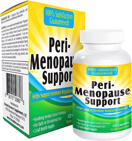 Natural Herbal Perimenopause Support Supplement - 12 Active Ingredients for Women - 60-Day Supply, 120 Capsules