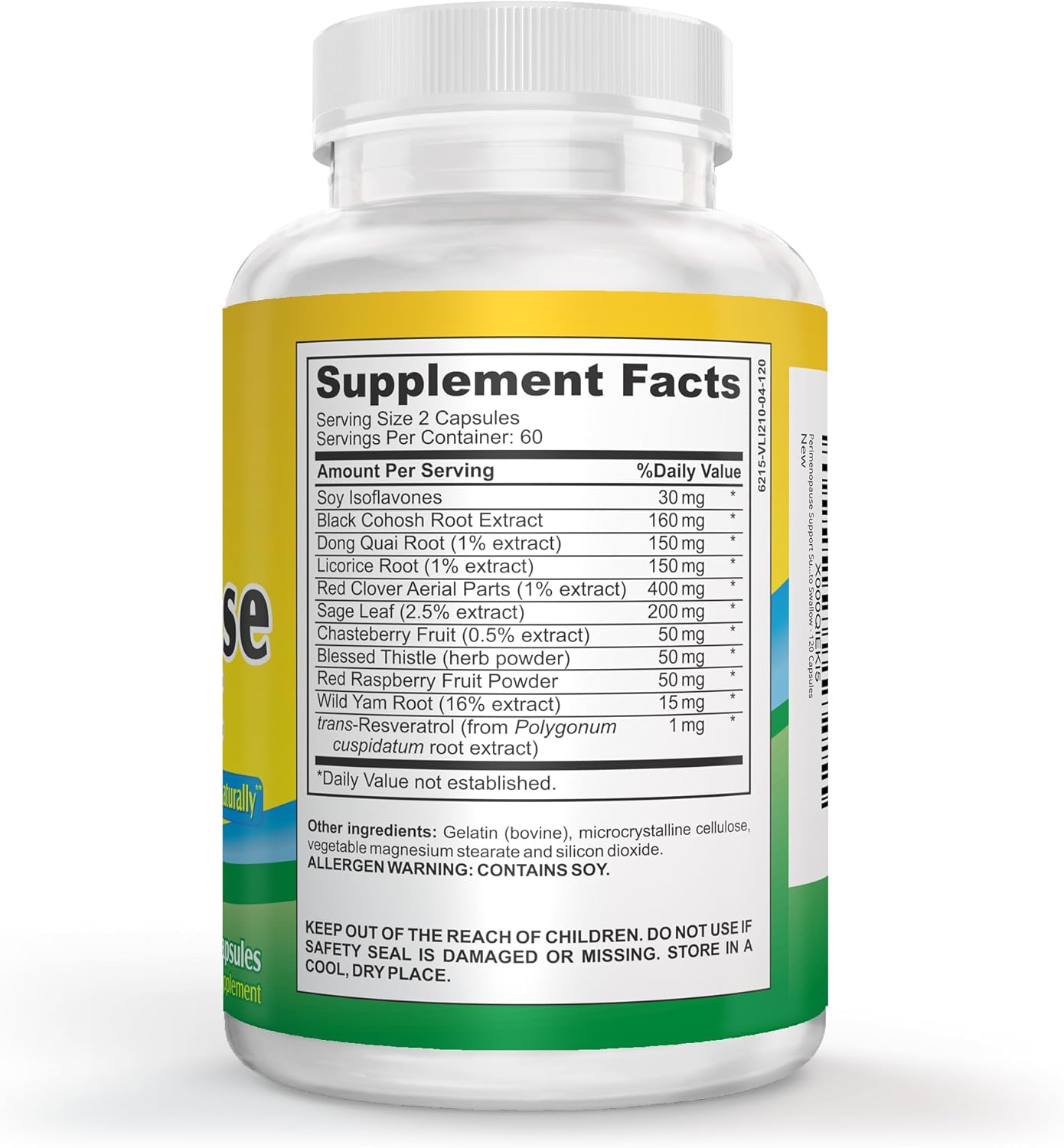 Natural Herbal Perimenopause Support Supplement - 12 Active Ingredients for Women - 60-Day Supply, 120 Capsules
