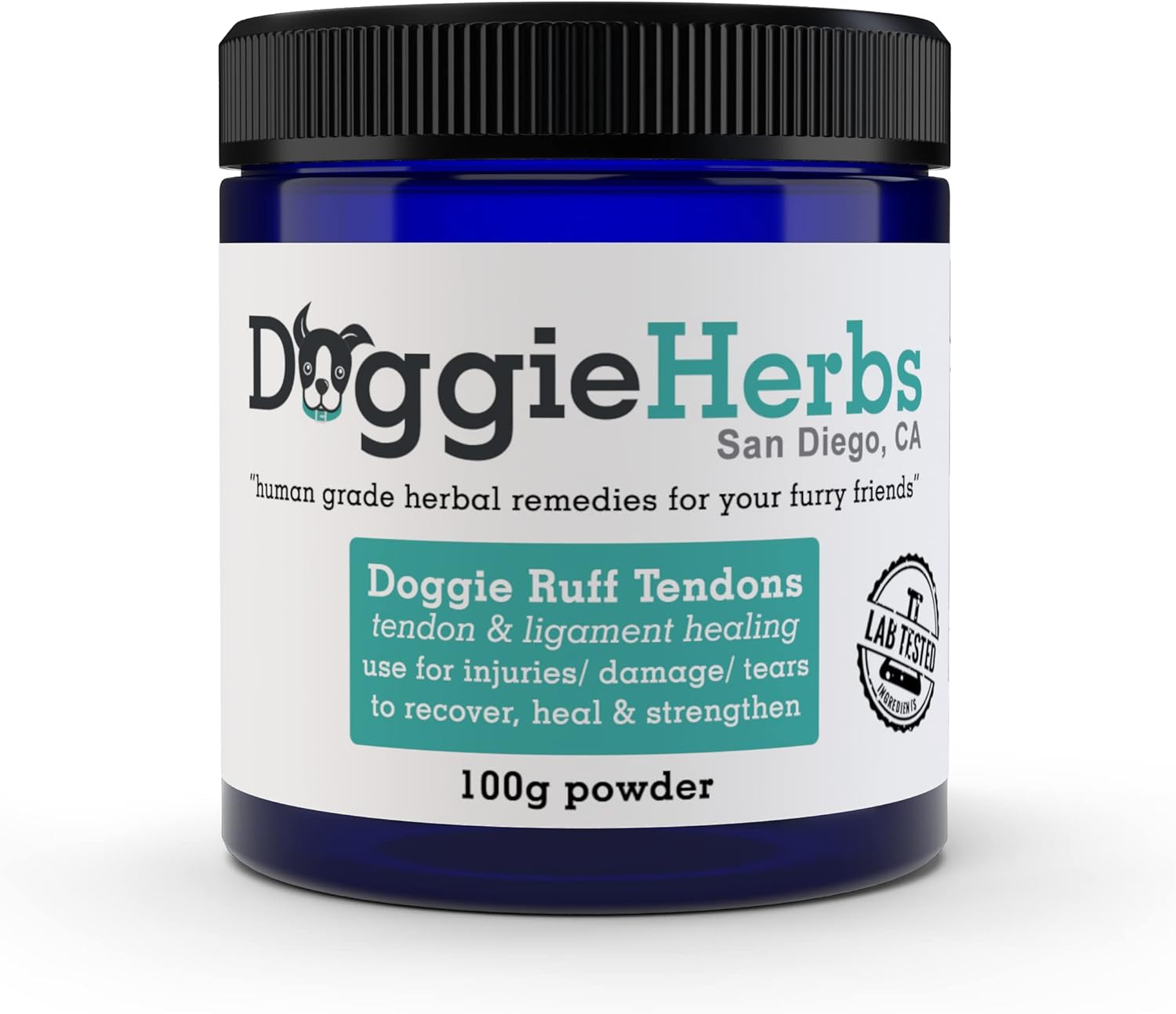 Natural Herbal Supplement for Dog Ligament and Tendon Healing - Human Grade Powder Blend - 100g by Doggie Herbs