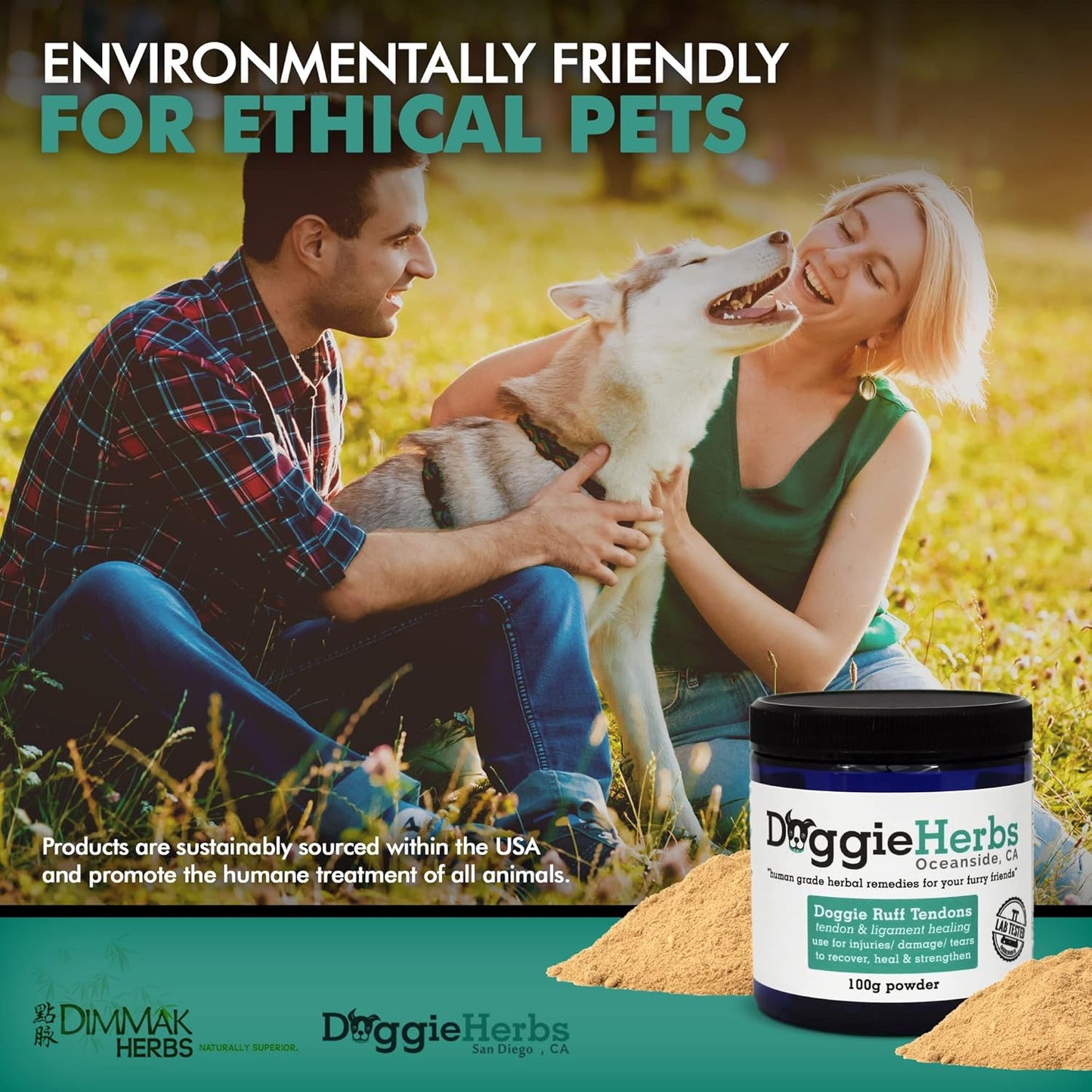 Natural Herbal Supplement for Dog Ligament and Tendon Healing - Human Grade Powder Blend - 100g by Doggie Herbs