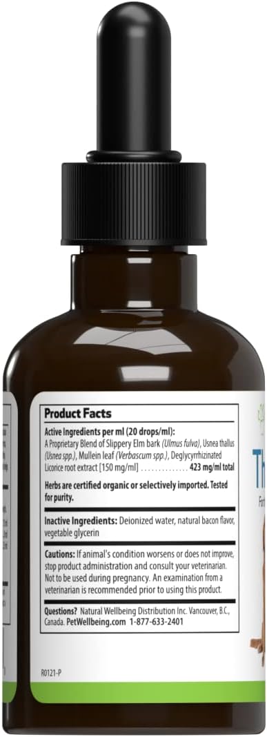 Natural Herbal Supplement for Dogs - Vet-Formulated Throat Gold for Soothing Throat Discomfort, Hoarseness, and Cough - 2 oz