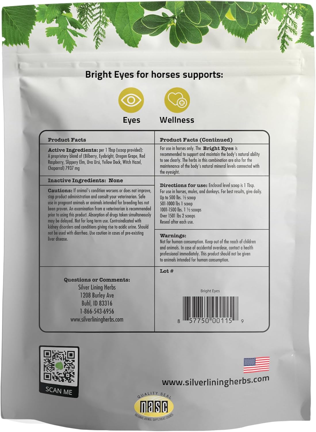 Natural Herbal Supplement for Horse Eye Health - Supports Normal Mineral Levels - Promotes Long Term Equine Eye Health - 1lb Bag