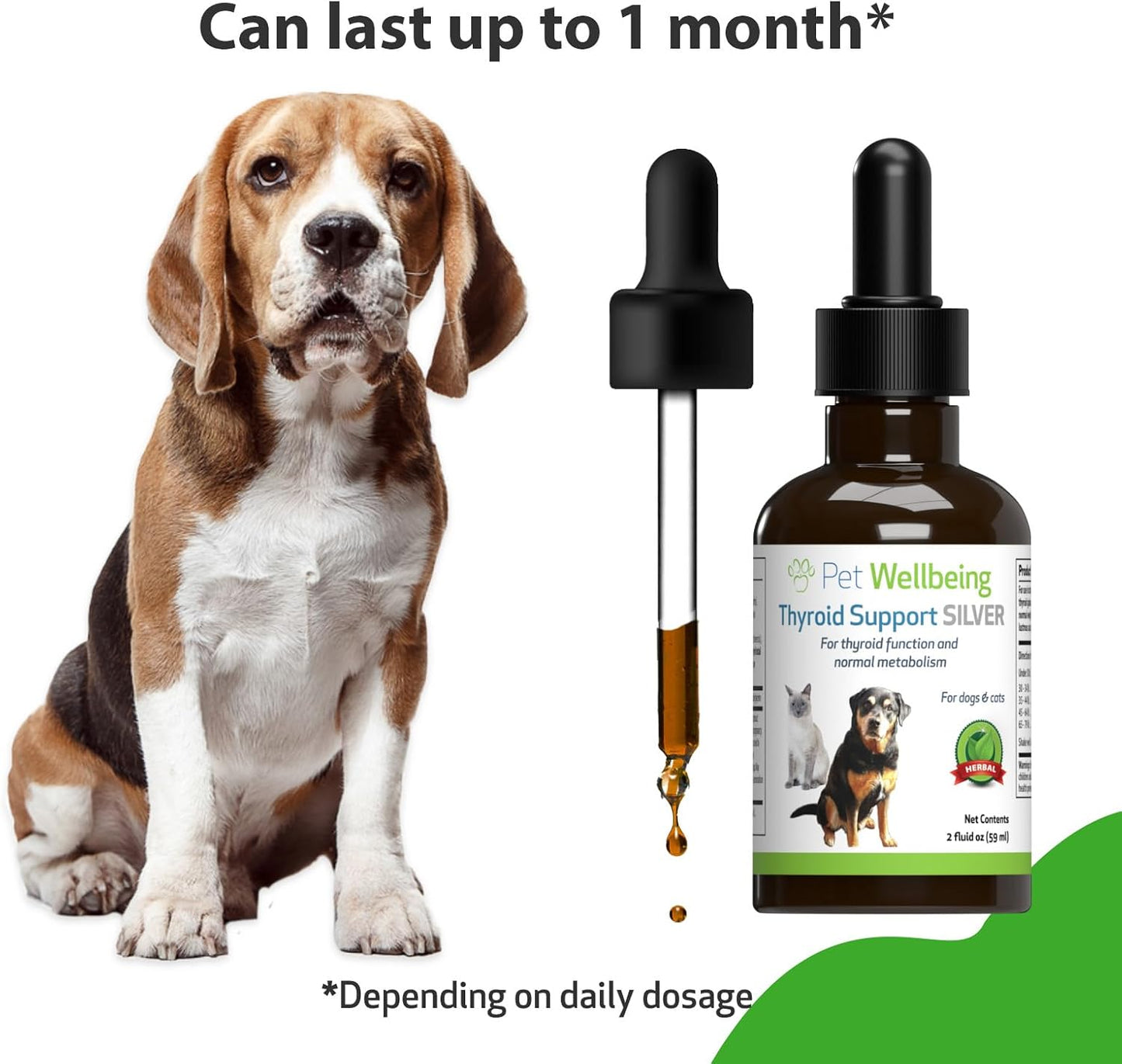 Natural Herbal Thyroid Support Supplement for Dogs - Promotes Healthy Metabolism, Balanced Energy Levels - Veterinarian Formulated with Ashwagandha and Bacopa - 2 oz