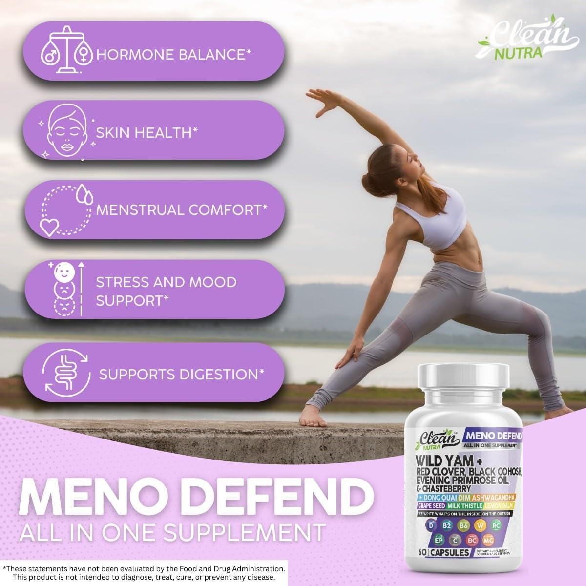 Natural Hormone Balance Capsules with Wild Yam Root, Red Clover, Black Cohosh, and Ashwagandha - Supports Women's Health and Wellness