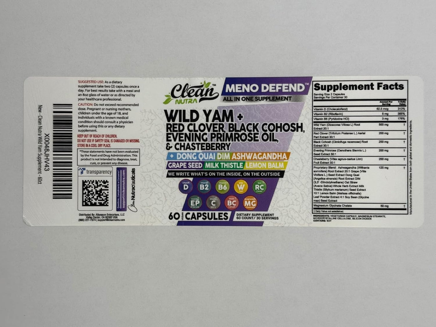 Natural Hormone Balance Capsules with Wild Yam Root, Red Clover, Black Cohosh, and Ashwagandha - Supports Women's Health and Wellness