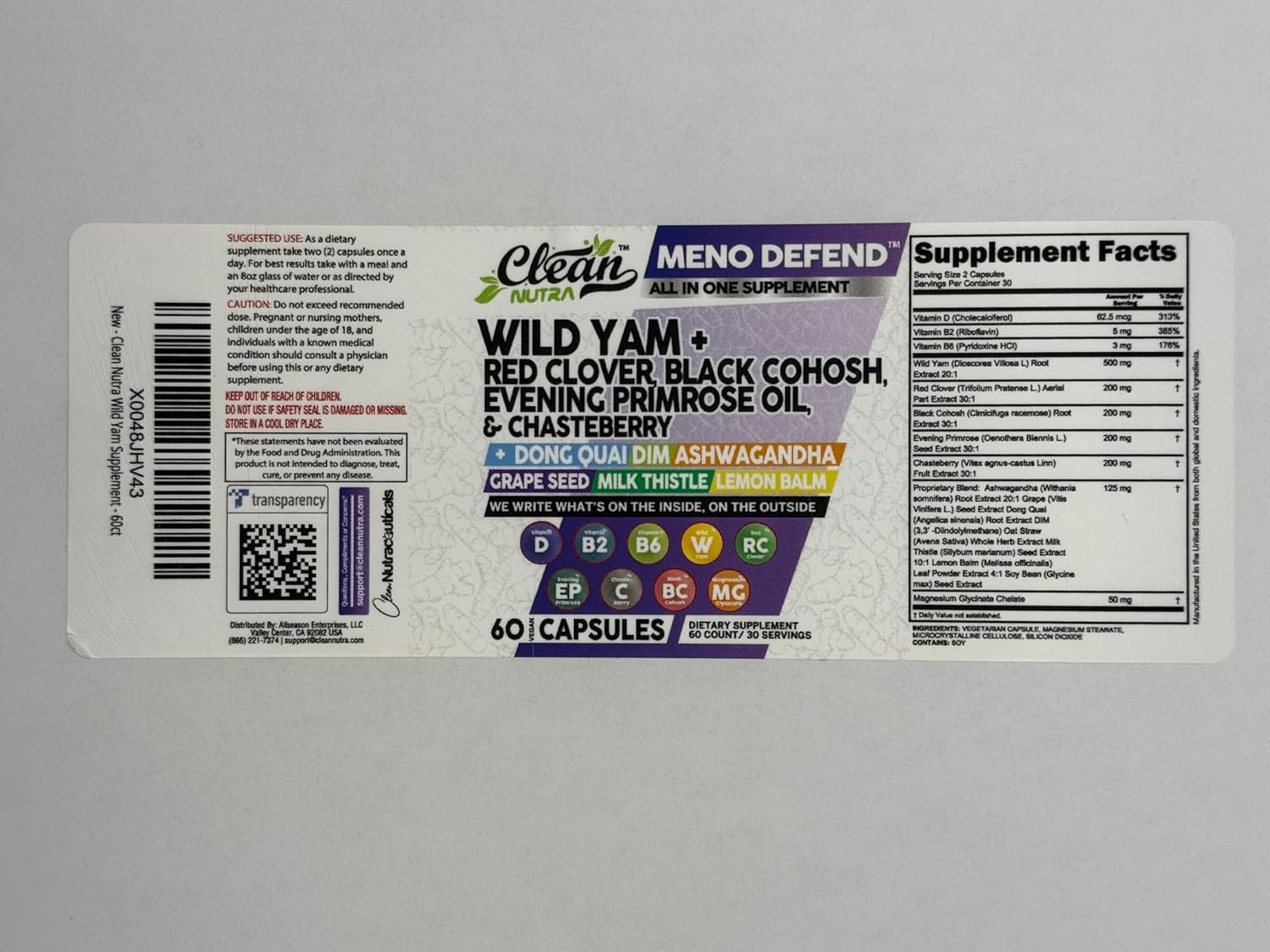 Natural Hormone Balance Capsules with Wild Yam Root, Red Clover, Black Cohosh, and Ashwagandha - Supports Women's Health and Wellness