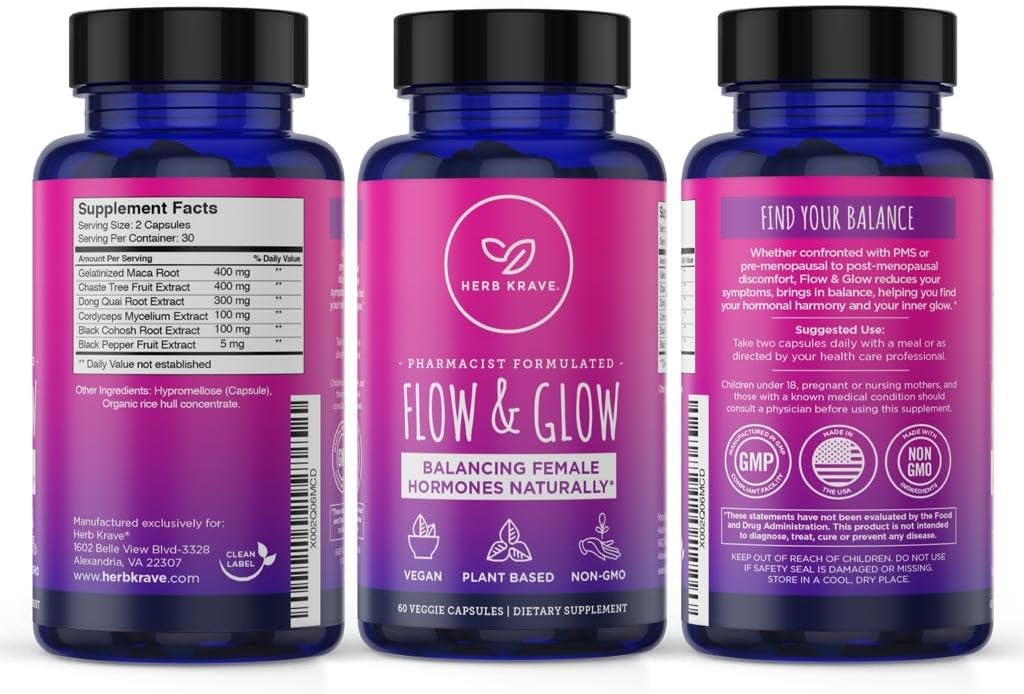 Natural Hormone Balance for Women - PMS & Menopause Relief with Donq Quai & Black Cohosh - 120 Vegan Capsules