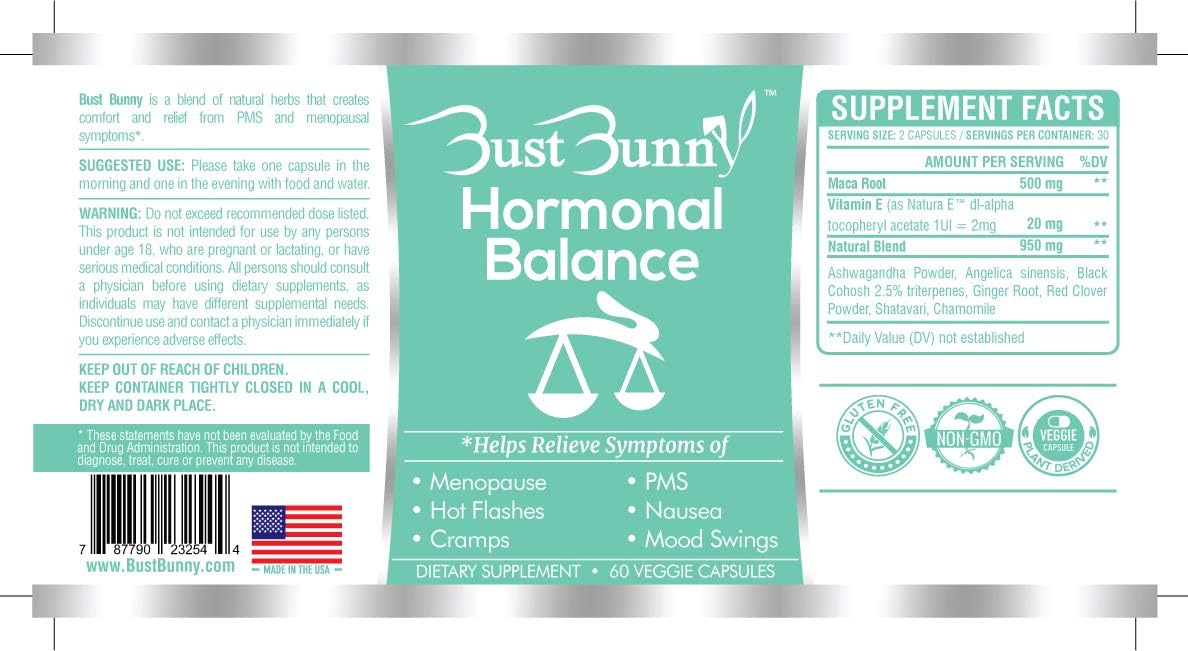 Natural Hormone Balance Supplement for Women - Relieve Menopause and PMS Symptoms, Hot Flashes Relief - Vegan-Friendly