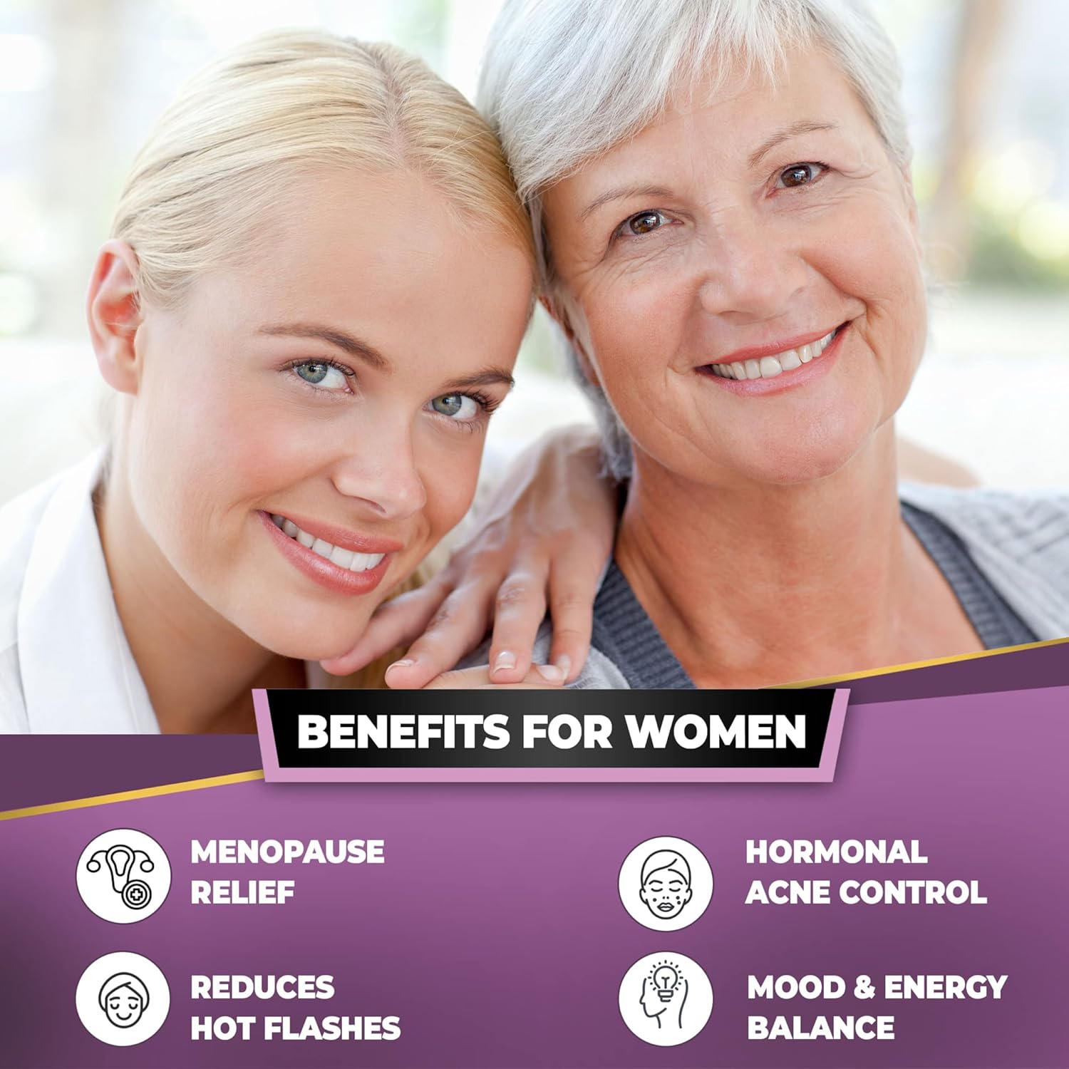 Natural Hormone Balance Support Supplement with Broccoli Extract and BioPerine - Menopause Relief for Women and Men - Estrogen Balance, Acne Control - 60 Vegetarian Capsules with Calcium D-Glucarate