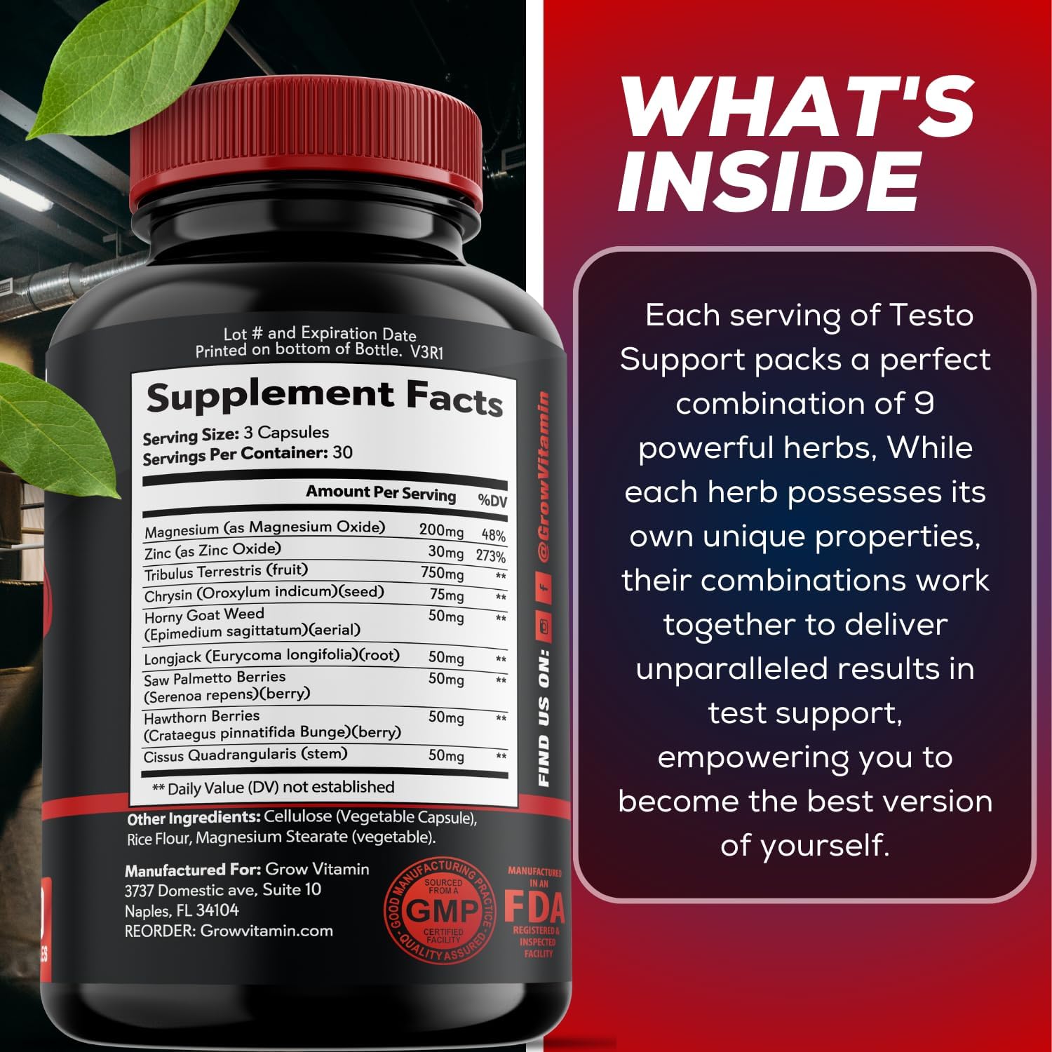 Natural Human Growth Hormone Stimulator for Men & Women - Muscle Building Supplements with Saw Palmetto - 90 Capsules