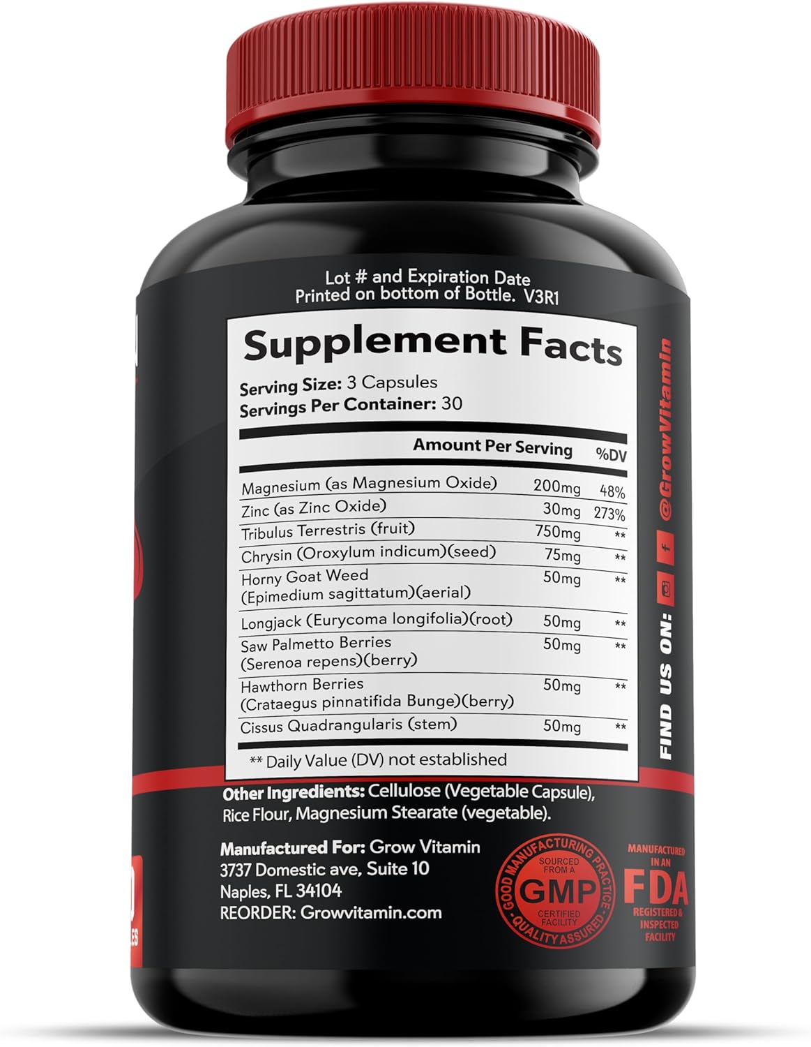 Natural Human Growth Hormone Stimulator for Men & Women - Muscle Building Supplements with Saw Palmetto - 90 Capsules