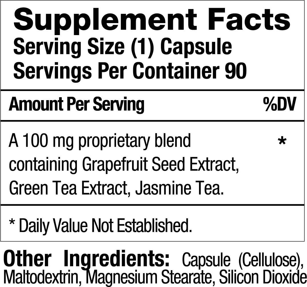 Natural Immune Boosting Capsules with Grapefruit Seed Extract, Green Tea, and Jasmine Tea - 90 Count